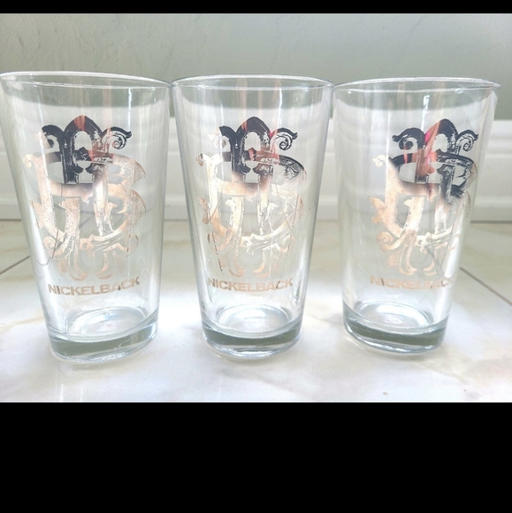 Nickelback Glass Drinking Glasses Tumbler Fan Exclusive x3 Limited Edition HTF - Picture 1 of 3